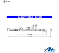 Handbrake cable 24.3727-1943.2 ATE for TOYOTA AURIS AURIS Estate