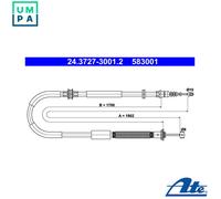 CABLE PULL PARKING BRAKE 24.3727-3001.2 FOR LANCIA CHRYSLER 2.0L 4cyl DELTA III