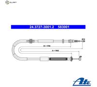 Handbrake cable 24.3727-3001.2 ATE for LANCIA DELTA III