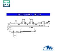 CABLE PULL PARKING BRAKE 24.3727-3122.2 FOR HYUNDAI D3EA 1.5L 3cyl TBD4FA 1.5L