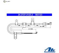 Handbrake cable 24.3727-3123.2 ATE for HYUNDAI GETZ