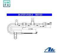 Handbrake cable 24.3727-3123.2 ATE for HYUNDAI GETZ