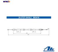 CABLE PULL PARKING BRAKE 24.3727-3416.2 FOR VW CALIFORNIA/T5/Camper MULTIVAN
