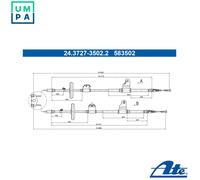 ATE Hand Brake Cable 24.3727-3502.2