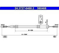Cable Pull, parking brake ATE 24.3727-0468.2 for SL (R129) 3 1989-1993