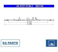 Cable Pull, parking brake for HYUNDAI SANTA FÉ ATE 24.3727-3136.2 NEW