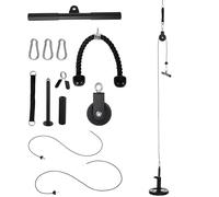 Cable Pulley System Black Steel & Nylon 2.5x36cm Handle Pin 50kg Cap +Ropes+Set