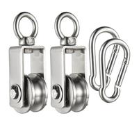 Cable Pulley Wheel for Rope with Clip,Ball Bearings, Smooth No Noise, 360° Swivel Small Wire Pulley for Pulley System Lifting, DIY Home Gym, Winch, 2 Pack
