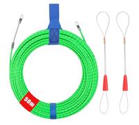 Cable Pulling Aid 50 m, Retractable Spiral Pull Wire with 2 Guide Springs, Retracting Band 4 mm, Cable Retraction Aids in Ideal Retractable Tape for Cable Laying Empty Pipes, Green