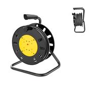 Cable Reel 15m, 4 Socket, UK Plug, 13A, Thermal Cut Out, Heavy Duty, Compact Orange Extension Lead for Home, Garage, Indoor & Outdoor DIY