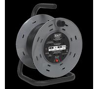 Sealey 25M Cable Reel Extension With Thermal Trip 4 X 230V Sockets 3-Pin Bcr25
