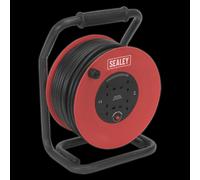 Sealey Cable Reel 50m 4 x 230V 2.5mm Heavy Duty Thermal Trip