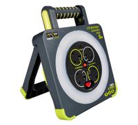 Masterplug WLU05134SL-PX Pro-XT Four Socket LED Work Light Extension Reel with Fold Out Stand, Thermal Cut Out and Power Switch, 5 metre High Visibility Cable, 13 Amp, Grey, 28.35 cm*9.1 cm*22.0 cm