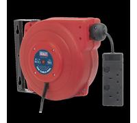 Sealey 2 Socket Wall Mount Cable Extension Reel 240v 15m