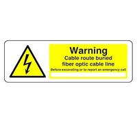Cable Route Buried Fiber Optic Cable Line Before Excavating Or To Report An Emergency Call - safety sign - 3mm Aluminum Dibond for indoor/outdoor usage (450mm x 200mm) 5m Viewing Distance.