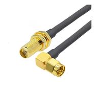 Cable RP-SMA Male To RP-SMA Female 15MM Thread Bulkhead RG-58 50 Ohm RF Coaxial Pigtail Antenna Extension Jumper Cord(SMA F to SMA M90,30CM)