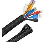 Cable Sleeve 1/5M Expandable Sleeving Self Close Braided PET Insulate Cable Sock Tube Split For Pipe Line Organizer Wire Wrap Protection(1 Meter,19 mm)