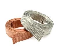 Cable Sleeve 1M/5M Tinned Plating Copper Braided Sleeve 2mm ~ 30mm Expandable Metal Sheath Wire Cable Shielded Cord Protector Wire(Tinned Copper,10MM_1 METER)