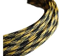 Cable sleeve 3.0MM 4MM 6MM 8MM 10MM 12MM 16MM Flat Sleeves Braided Expandable Cable Wire Snakeskin Sleeving Wire protector from pets(Black yellow,12MM,10 Meters)