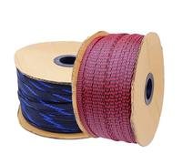 Cable sleeve 5/10M Braided Cable Sleeve 4mm 6mm 8mm 10mm 12mm 14mm Expandable Cover Insulation Nylon Sheath Wire Wrap Protection Wire protector from pets(Blue Gold Silk,14mm,5m)