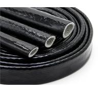 Cable Sleeve 5m Fiberglass Tube Coated Glass Fiber Braided Fireproof Sleeve Fire Retardant Case Cable Sleeving(Black,15mm,5 meters)