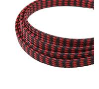 Cable sleeves 1/5/20/50M Expanded Braid Sleeve PP Cotton Yarn 4 8 12mm Soft Wire Wrap Insulated Cable Protection Line Harness Sheath for life(Red Balck,4mm,50 meters)