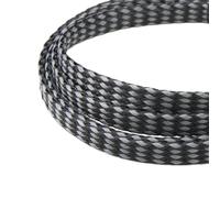 Cable sleeves 1/5/20/50M Expanded Braid Sleeve PP Cotton Yarn 4 8 12mm Soft Wire Wrap Insulated Cable Protection Line Harness Sheath for life(Grey Black,12mm,5 meters)