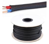 Cable sleeves Black Cable Sleeve Length1/3/5/50/100M Insulated Braided Sleeving Data Line Protection Wire Flame-Retardant Nylon Tube for life(100 Meter,90 mm)