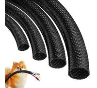 Cable Sleeves Cord Management Automotive-Wire-Loom - Dog Cat Cord Protectors from Pets No Chew Split Braided Heat Resistant Cord Covers, 12ft - 1/2 inch Easily Hide Cords Around TVs - Black