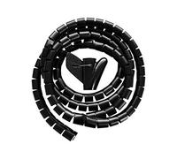 Cable Snake Organiser - Flexible Black Plastic Office Cable Tidy Sleeve with Clip Applicator Tool - The Workplace Depot