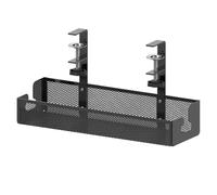 Cable Storage Tray - Drill-free Organiser, Under Desk Holder, Robender Basket for Metal Net Rack, Sturdy Desktop Cable Control Container, Standing Writer, Play Station, Work Table