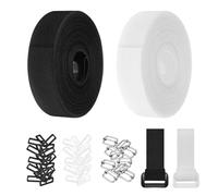 Cable Straps with Buckles, Adjustable Hook and Loop Rolls, 2 X 5m
