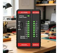 Cable Tester for Ethernet and Telephone Lines, RJ45 CAT5e to CAT7 Compatibility, LED Pin Mapping Display, Split Architecture for Long-Distance Testing, Compact ABS Tool for Electricians, Home Use