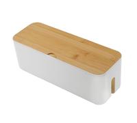 Cable Tidy Box 29x10x10cm Cable Management Box Cable Organizer Storage with Bamboo Lid for Hiding Messy Cables Conceal and Hide Cable Wire Extension Organizer Box for Home Office (White Single Hole)