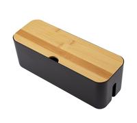 Cable Tidy Box 29x10x10cm Cable Management Box Cable Organizer Storage with Bamboo Lid for Hiding Messy Cables Conceal and Hide Cable Wire Extension Organizer Box for Home Office (Black Single Hole)