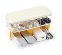 Cable Tidy Box 29x10x10cm Management Box Cord Organizer with Ventilated Lid, Hides Messy Wires for Desk Home Office Extension Cord Hider (Custard Plastic, Single Hole 1PCS)