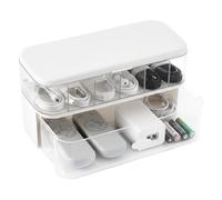 Cable Tidy Box 29x10x10cm Management Box Cord Organizer with Ventilated Lid, Hides Messy Wires for Desk Home Office Extension Cord Hider (White Plastic, Single Hole 1PCS)
