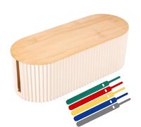 Cable Tidy Box - 33x13x11cm Cable Management Box with Bamboo Lid, Cable Management Storage Box Cables Organised Box ABS Wire for Hiding Messy Cables Tvs Computers Desks Dust-Proof Cable Management Box