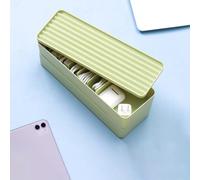 Cable Tidy Box, Cable Organizer Box with Lid, Desktop Storage Box, Cable Management Box, Single & Double Layer Cable Storage Case with Cable Ties for Chargers, USB Cords (Green, Double Layer)