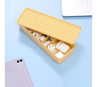 Cable Tidy Box, Cable Organizer Box with Lid, Desktop Storage Box, Cable Management Box, Single & Double Layer Cable Storage Case with Cable Ties for Chargers, USB Cords (Yellow, Single Layer)