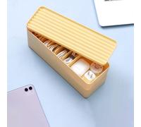 Cable Tidy Box, Cable Organizer Box with Lid, Desktop Storage Box, Cable Management Box, Single & Double Layer Cable Storage Case with Cable Ties for Chargers, USB Cords (Yellow, Double Layer)