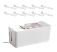 Cable Tidy Box, Home Box-Outlet Cord Storage Organizer, With ten Silicone Cable Management Straps, Cord Organizer Box, Hide and Conceal Power Strips and Electrical Cords(White)