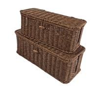 Cable Tidy Box Set Of 2 Cable Management Box For Cable And Cord Management Rattan Cable Cord Organizer Boxes For Power Strip Cable Organisers For Hiding Messy Cables Wire Management