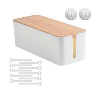 Cable Tidy Box with Wooden Cover, Cord Organizer Box