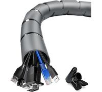 Cable Tidy Cable Management Sleeve, shinfly 20m/65.6ft Wire Tidy Sleeve with a Wire Guide Clip, ∅0.87"/22mm+∅1.1"/28mm Cable Tidy Tube Wire Organizer for TV PC Home,Grey