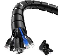 Cable Tidy Cable Management Sleeve, shinfly 6m/19.7ft Wire Tidy Sleeve with a Wire Guide Clip, ∅0.87"+∅1.1"/22mm+28mm Cable Tidy Tube Wire Organizer for TV PC Home, Black