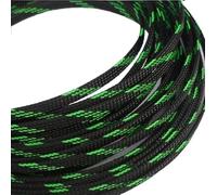 Cable Tidy,Cable Sleeves 10MM 12MM 16MM Flat PET Sleeves Braided Expandable Cable Wire Snakeskin Sleeving Black Red Blue Green Yellow(Black green,12MM_20 METERS)