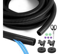 Cable Tidy Sleeve, 4 m Split Cable Conduit Tube, Management Cables Protector Animal Proof Outdoor, Black Corrugated Wire Protector Tubing from Pets, for TV, PC, Car Office Home Garden (10 mm)