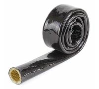 Cable Tidy Sleeve, Cable Management 1Meter Dia Black High Temperature Resistant Fire Retardant Pipe Thicken Insulation Silicone Fiberglass Fibreglass Tube(15mm)