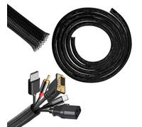 Cable Tidy Sleeve, Cable Organizer, Braided Wire Sleeve, Cord Protector Wire Loom Tubing, 10ft - 1/2 inch Cable Cover Protector Cord Organizer for TV, Computer, Home Theater, Car (black)